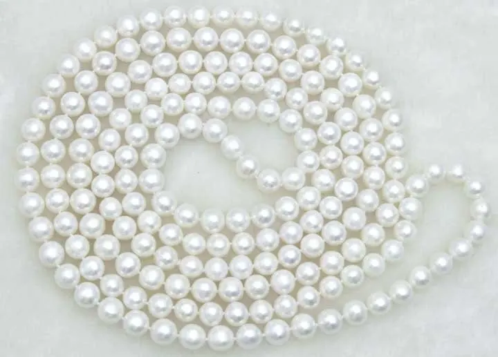 Ожерелье длинное из пресноводного жемчуга колье белого AA 9-10 мм 80 дюймов nec5320