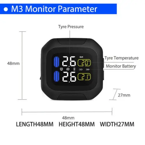 Беспроводная система контроля давления в шинах для мотоцикла TPMS w/2 внешних