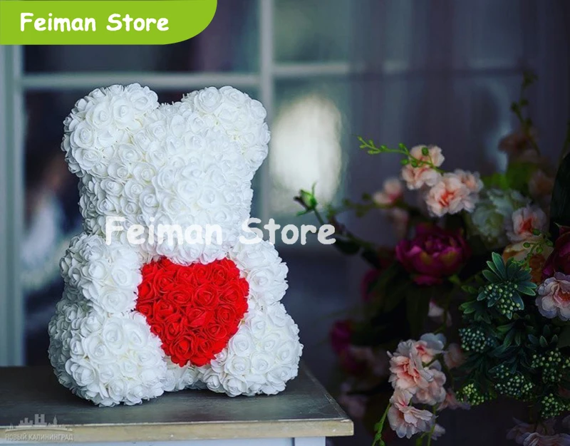 2019 Горячая продажа 40 см медведь розы искусственные цветы домашний свадебный