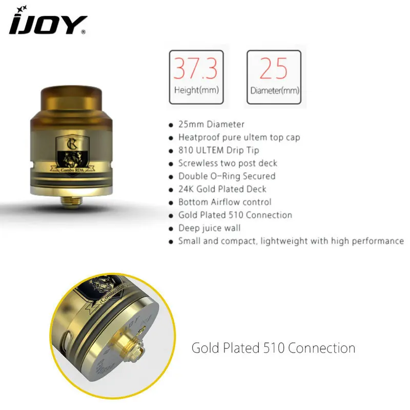 Оригинальный атомайзер IJOY COMBO RDA распылитель с капельным наконечником и двойным
