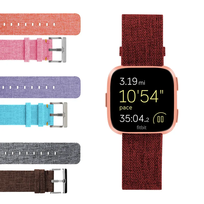 Ремешок брезентовый для наручных часов Fitbit Versa красивый цветной браслет с