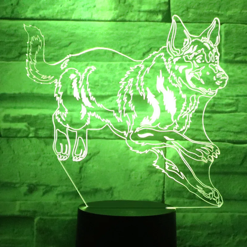 3D LED ночник немецкая овчарка собака с 7 видов цветов лампа для украшения дома