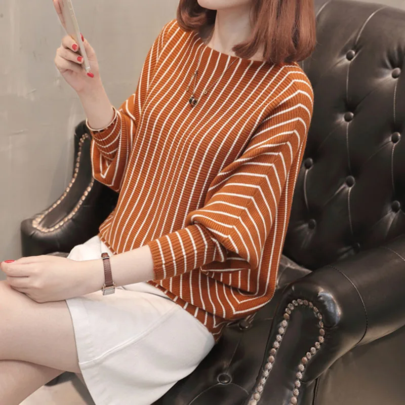 BatWing Sleeve Sweater Women Pullover Knitted Yellow Knit Fashion Fall Pull Female Black Ladies Pullovers Jumper New Arrival | Женская