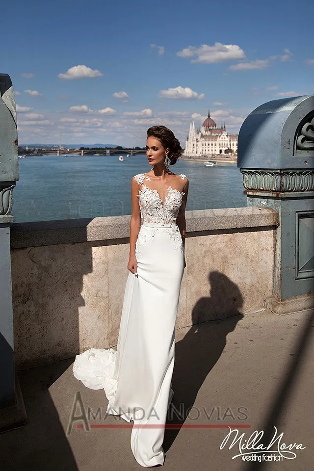 Аманда Novias простой элегантный облегающие Свадебные платья с шифоновым шлейфом Vestidos de Novias халат де mariée