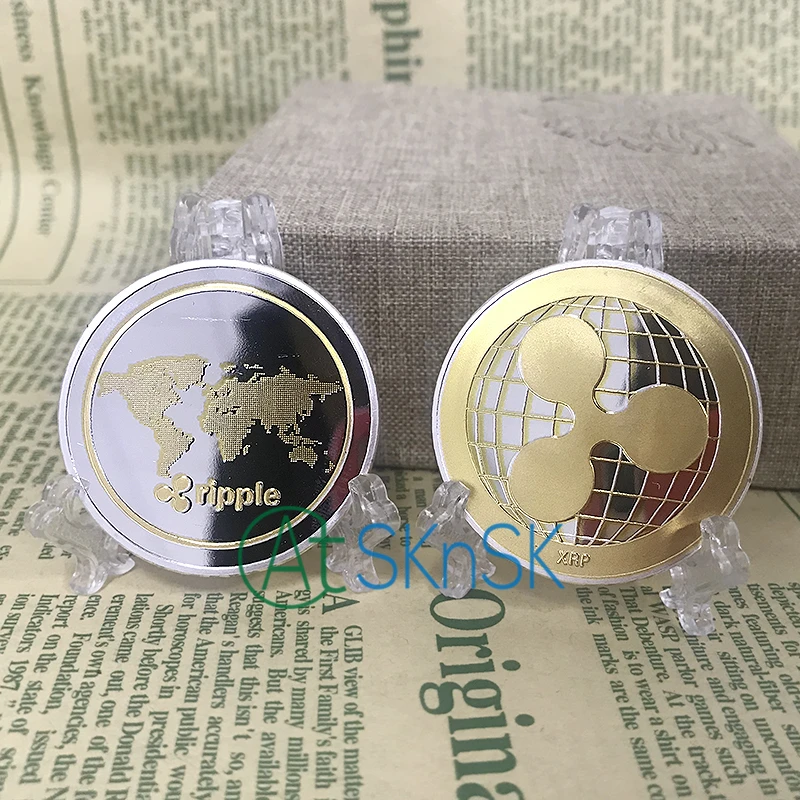 Новогодний подарок памятные монеты XRP Ripple криптовалюта Золотая и серебряная