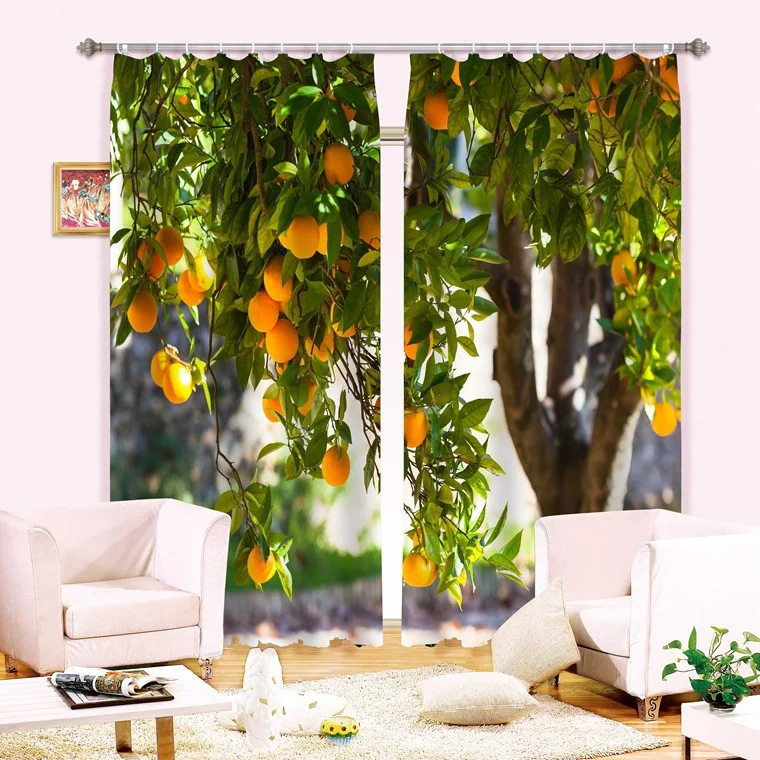 

Harvest Orange Tree 3D Window Curtain for Living Room