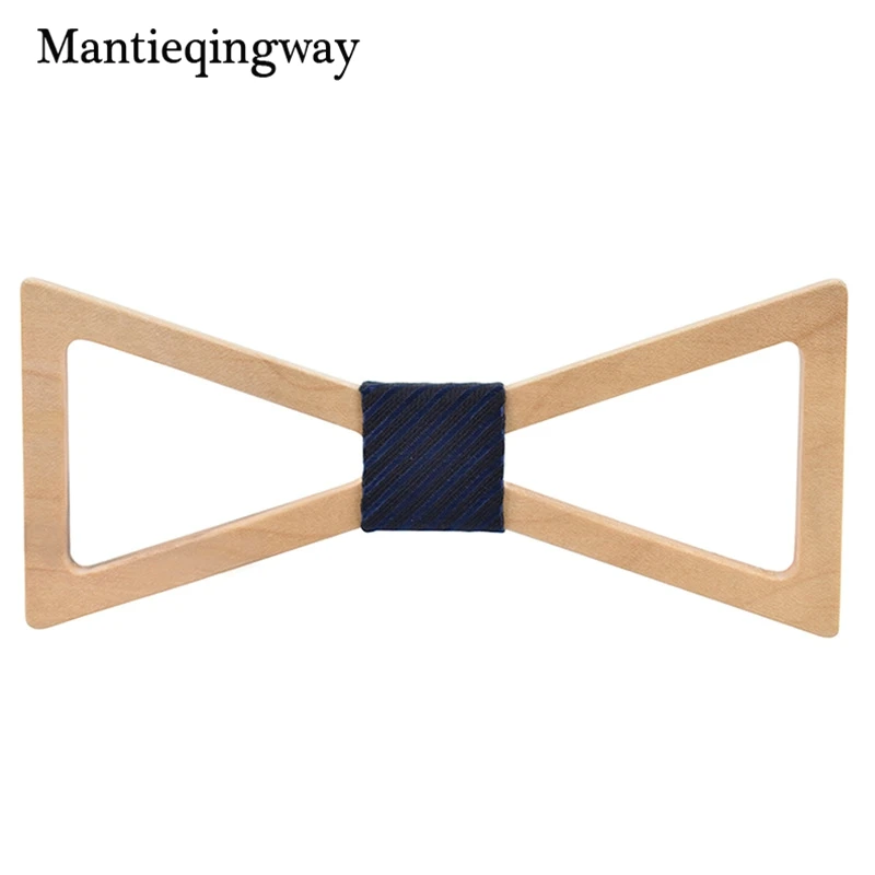 Mantieqingway модные однотонные деревянная бабочка горошек в полоску Галстуки для Для