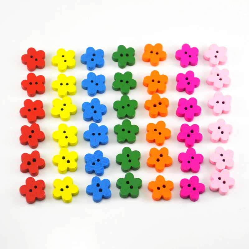 

200pcs 12.5mm mixed color 2 holes wooden plum buttons diy accessories sewing scrapbooking crafts material for children's button