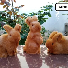 3 pieces a set real life rabbit models plastic&furs brown rabbit dolls gift about 13-17cm xf1983