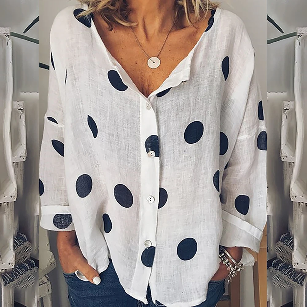 HEFLASHOR/Летняя женская рубашка с v образным вырезом и длинным рукавом тонкая