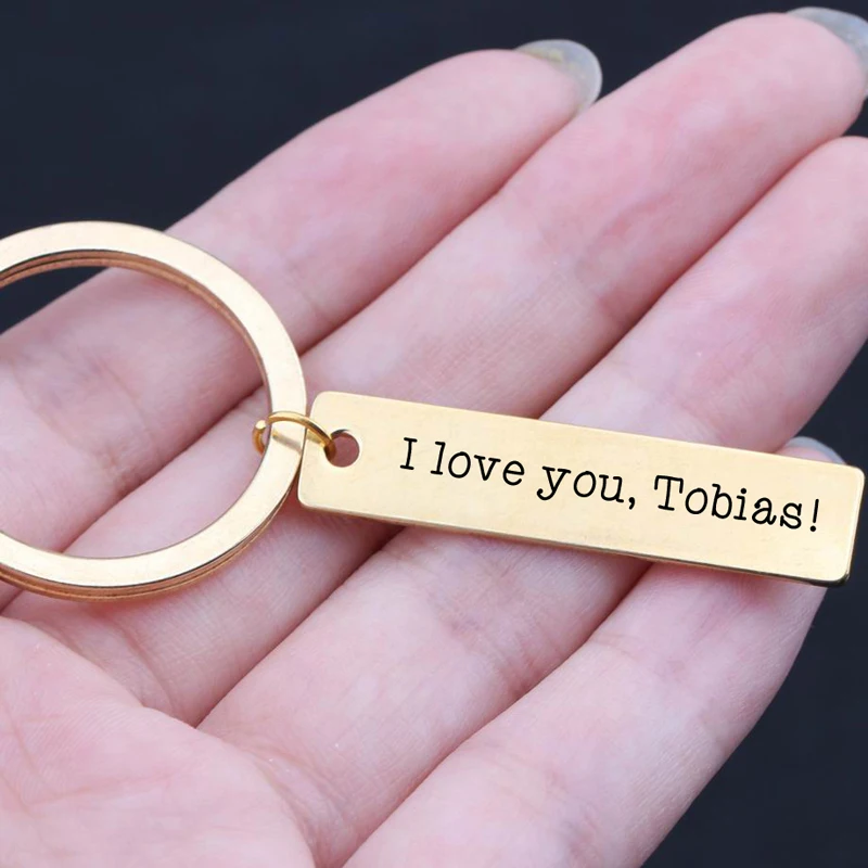 Кольцо для ключей из нержавеющей стали с гравировкой I Love You Tobias