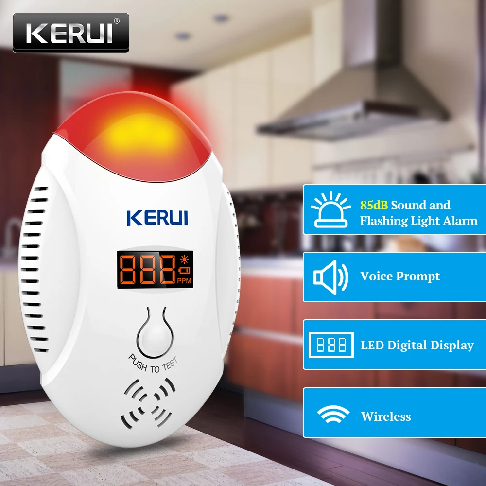 KERUI беспроводной светодиодный детектор с цифровым дисплеем 85 дБ голосовой стробоскоп Домашняя безопасность детектор углекислого газа сигнализация батарея