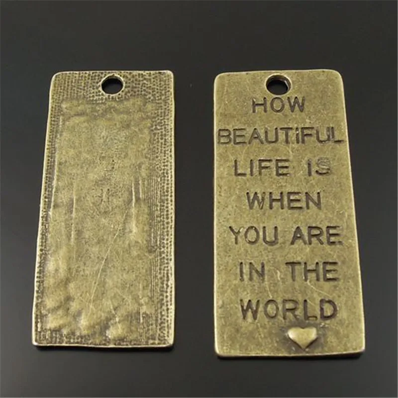 10 шт. античный бронзовый тон Прямоугольник &quotКак прекрасна жизнь когда вы в