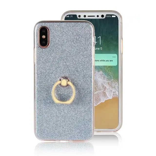 Пудра для лица TPU Блестящий Защитный чехол iPhone 7 8 Plus X XR XS MAX 6 6s 5 5S SE 5C 4 4s с кольцом