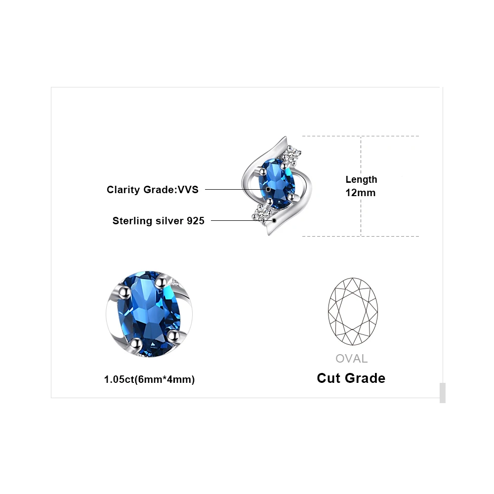 Jewelrypalace Овальный 1.1ct Природные Лондон Голубой топаз Серьги-гвоздики натуральная 925 серебро Новинка Красивые ювелирные изделия для женщин