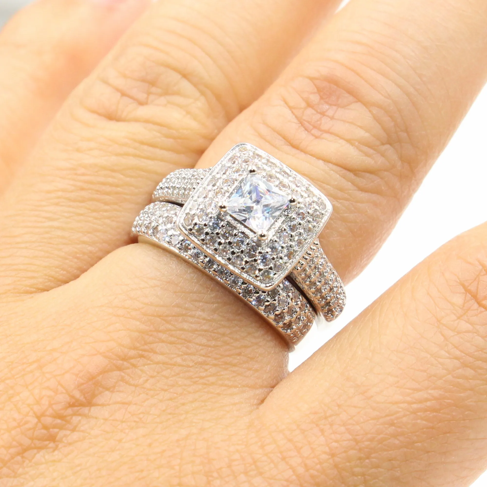 Роскошные ювелирные изделия Rulalei 14KT белое золото свадебное кольцо с вырезами