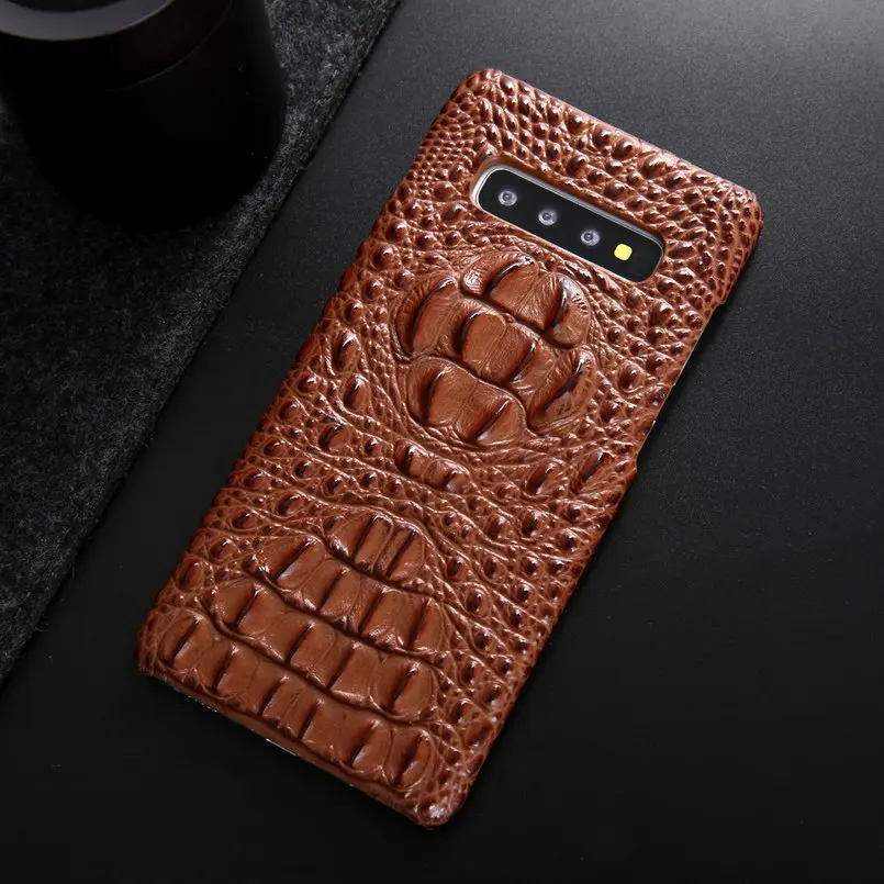 Чехлы для телефонов samsung Galaxy S10 Plus Funda подлинное покрытие для samsung Galaxy S10 чехол с узором головы крокодила чехлы из воловьей кожи