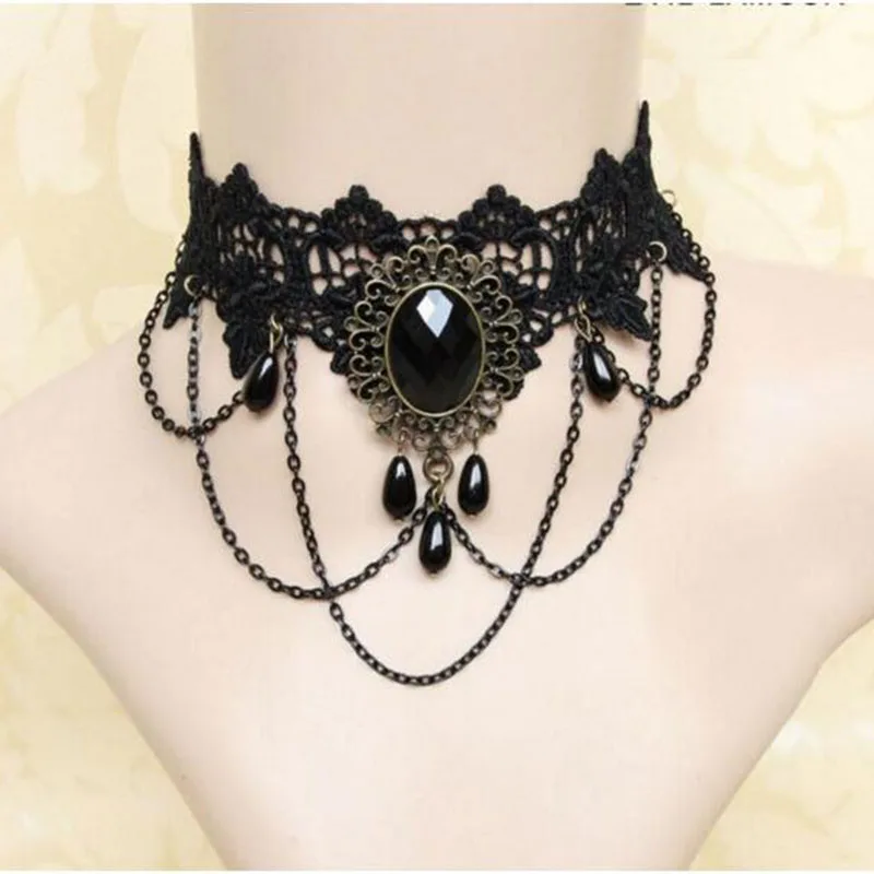 Свадебное Кружевное колье-чокер Gland De Tatouage колье Noir Dentelle колье винтажные женские украшения De Mariage