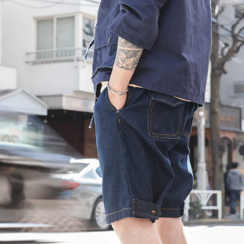 Мужские джинсовые шорты Maden повседневные летние с большим карманом в стиле
