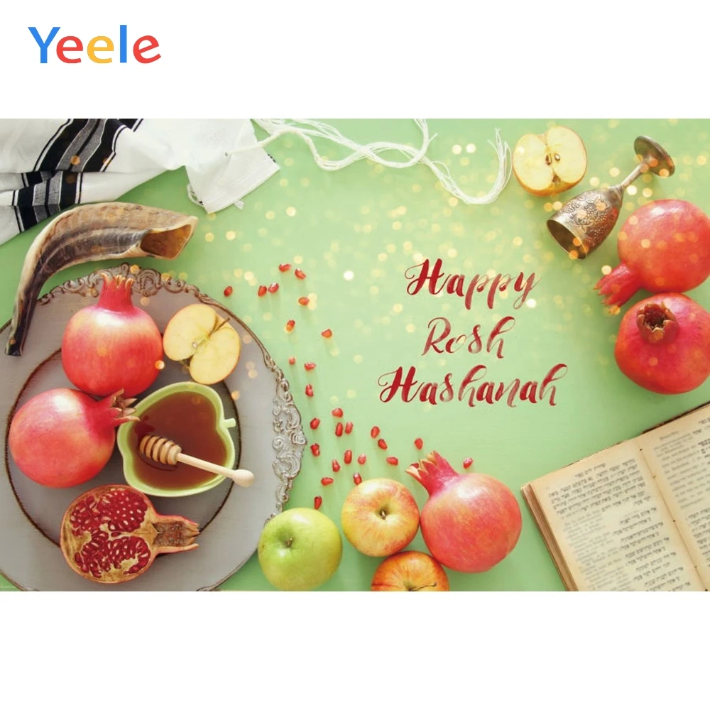 Фон для фотосъемки Yeele Rosh Hashanah фон с изображением гранатов яблок меда древесины