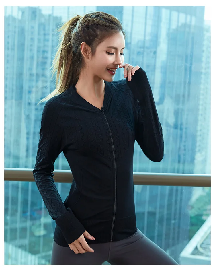 Для женщин розовая с длинными рукавами Спортивные жилетки Slim Fit Бесшовные Фитнес Топ для занятий йогой зеленые зимние тренировочная куртка Для женщин спортивные топы