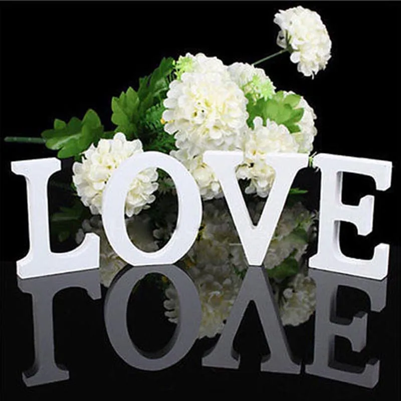 Горячая продажа свадебные украшения ПВХ буквы Белый Деревянный Алфавит
