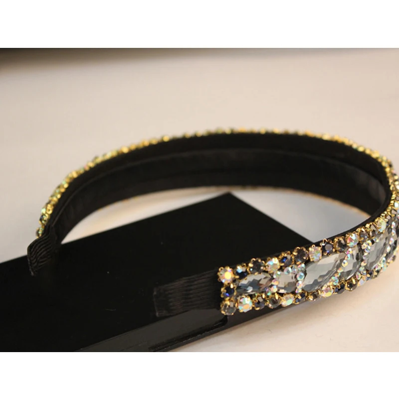 Корейские модные Роскошные Большой Кристалл широкие Hairbands для Для женщин