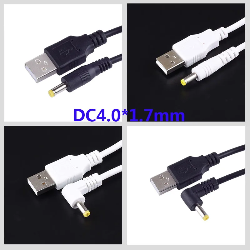 Разъем питания постоянного тока USB преобразует в 4,0*1,7 мм/DC 4,0x1,7 Белый Черный l-образный прямоугольный разъем со шнуром соединительный кабель