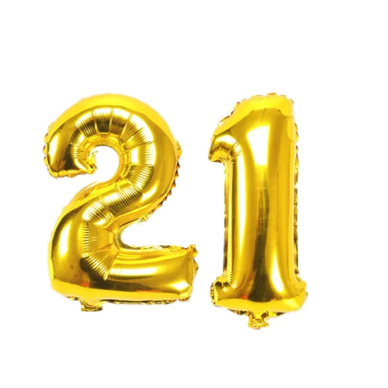 gold21 32 дюймовые воздушные шары из фольги, большие цифры, гелиевые шары, 16, 18, 21, день рождения, товары для вечеринок, свадебные украшения - Цвет: gold21