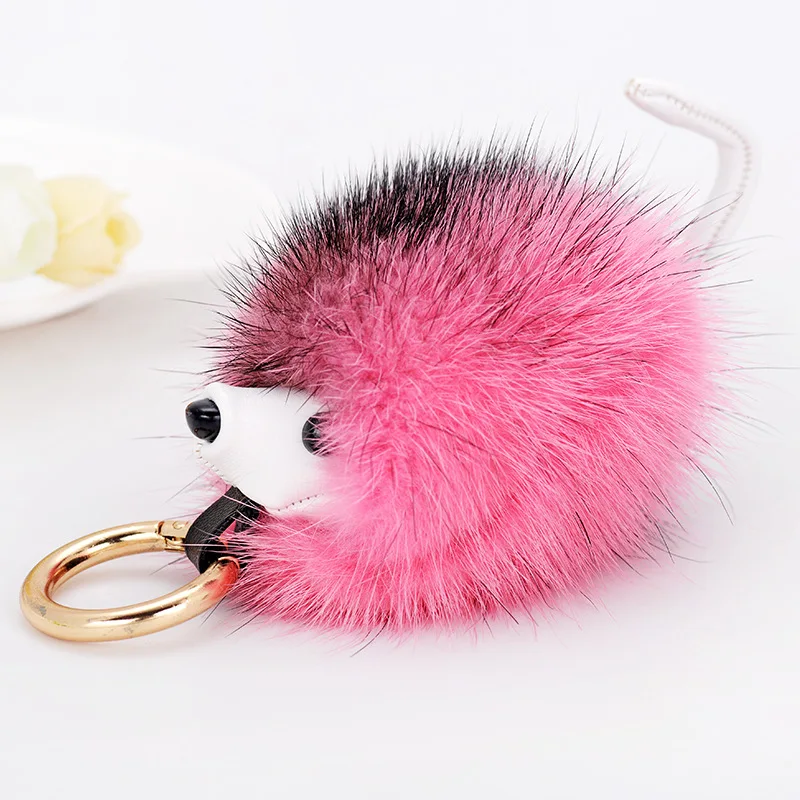 Пушистый милый брелок для ключей с рисунком ежика животного аксессуары сумок