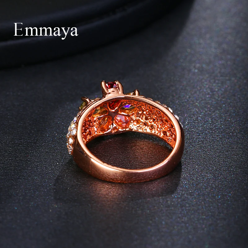 Женское кольцо с цирконием Emmaya разноцветное розовое золото | Украшения и