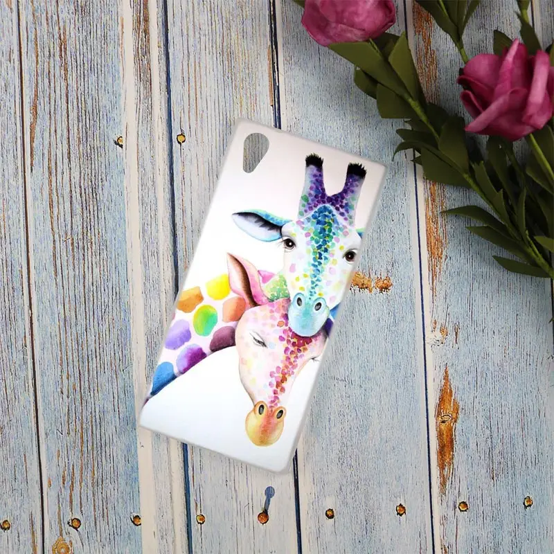Прозрачный чехол с акварельным рисунком жирафа для Sony Xperia Z3 Z5 Premium M4 Aqua M5 X XA XA1 C4 C5 E4