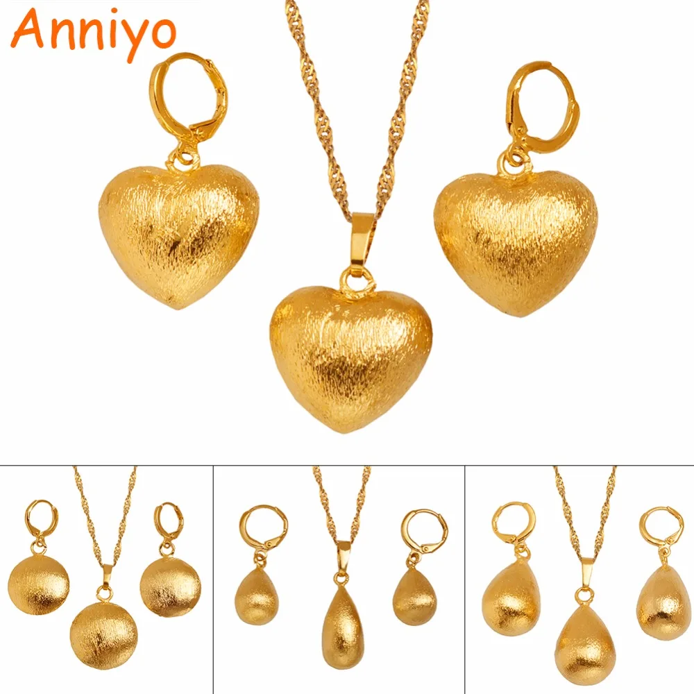 Anniyo (четыре формы) маленькое сердце круглая Капля воды кулон ожерелье серьги