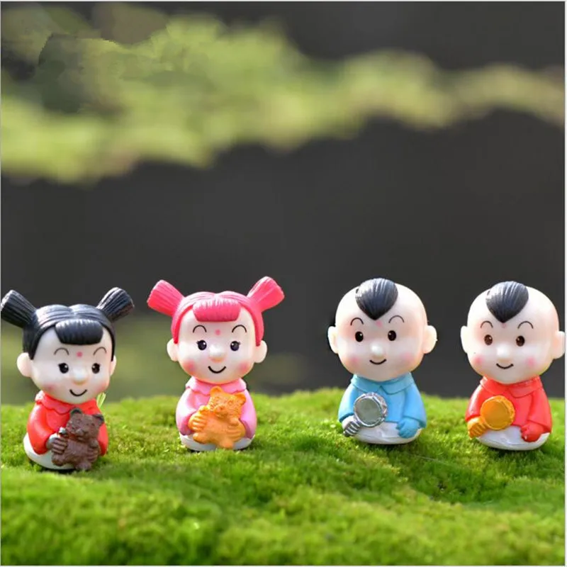 4 шт./компл. Мини мультфильм растения статуэтки микро пейзаж бонсай Fuwa Детские
