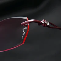 pure titanium rimless glasses frames for women frameless eyeglass high quality luxury rhinestone cut prescription optical75047