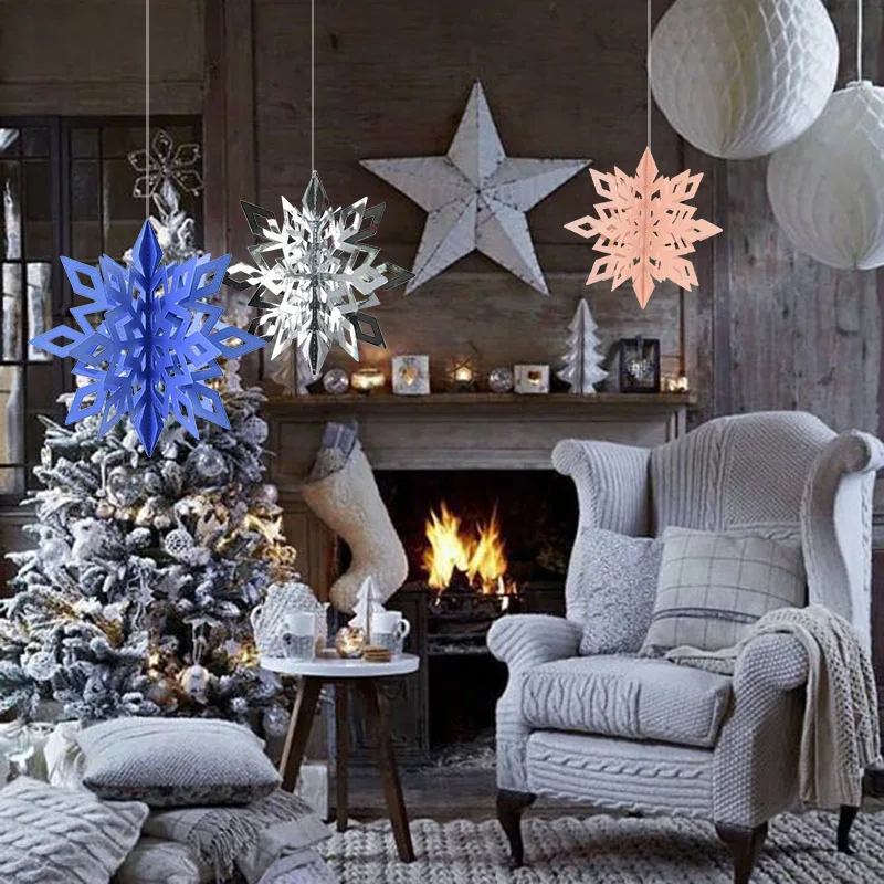 6 шт. Рождественские снежинки гирлянда Декор потолочное подвесное украшение 3D