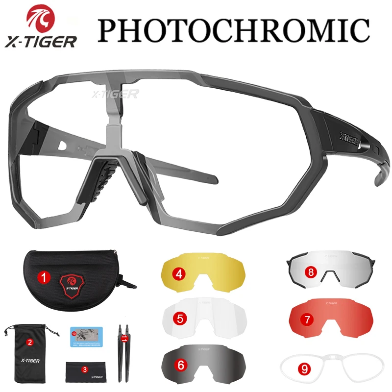 X-YJ-JPC01-5P X-TIGER фотохромные MTB велосипедные солнцезащитные очки для езды на велосипеде Поляризованные очки для велосипедистов близорукость рама велосипеда очки - Цвет: X-YJ-JPC01-5P