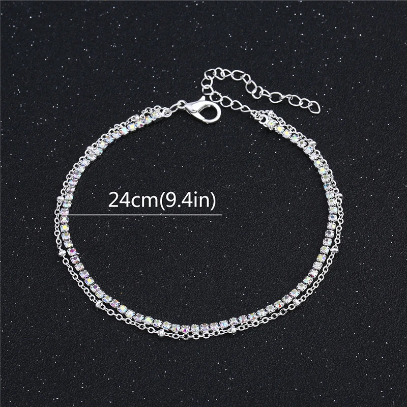 Lovely Girl Crystal Ankle Bracelet Silver Color Leg Chain Anklet Barefoot Jewelry Foot Gifts For Women Playa Mujer | Украшения и