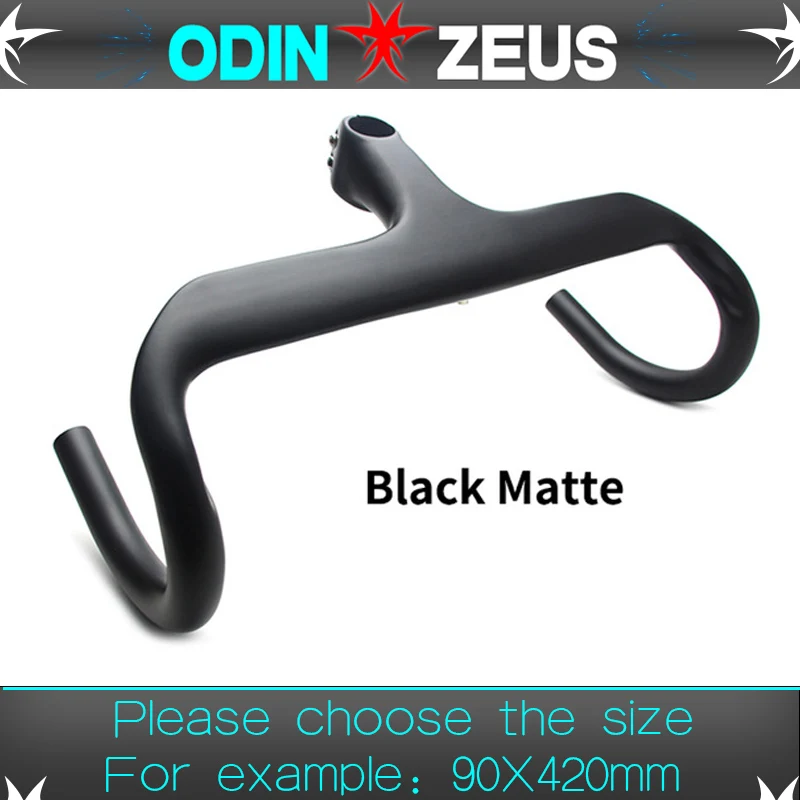 No logo Black Matte Новейший ультра-светильник OdinZeus, руль для гоночного велосипеда, руль из углеродного волокна для шоссейного велосипеда, интегрированный руль и руль из углеродного волокна - Цвет: No logo Black Matte