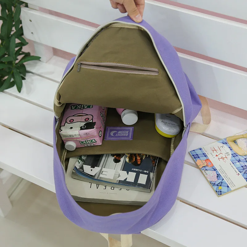 Холст ноутбук Kanken Для женщин 2018 Новый Harajuku Твердые школьные сумки для девочек