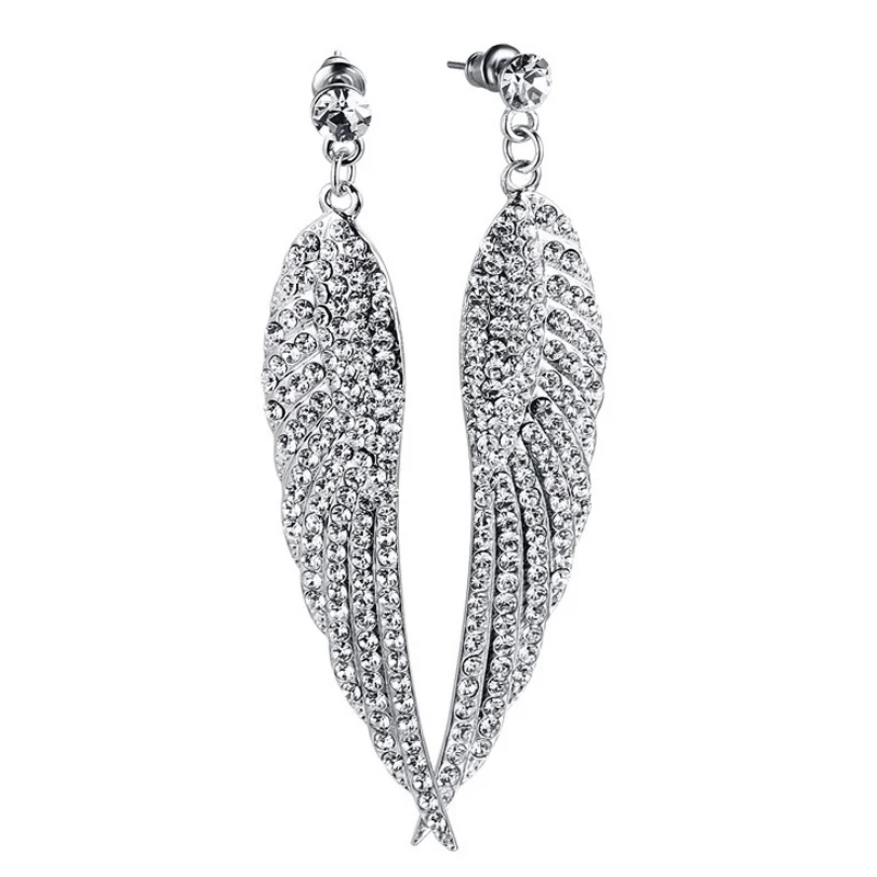 Модные украшения Крылья Ангела стразы серьги для женщин классический модный