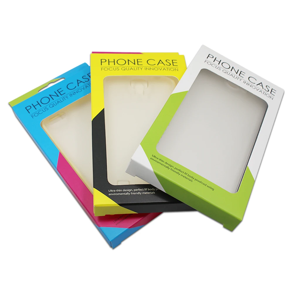 Пакет крафт бумаги коробка с Прозрачное пластиковое окно чехол для мобильного