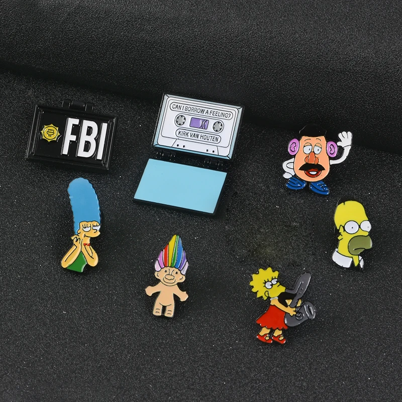 Коллекция Симпсонов! Мистер Бернс Лиза Гомер Джей Мардж Кирк x-файлы FBI Fox Mulder Troll кукла флип эмалевые броши, булавки
