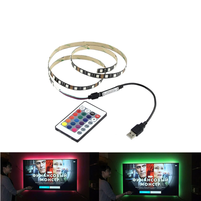 

5 В USB мощность светодиодный светильник RGB 50 см 1 м 2 м 3 м 4 м 5 м 5050 SMD лампа для ТВ/ПК/ноутбук экран задний светильник и поляризованный светильни...