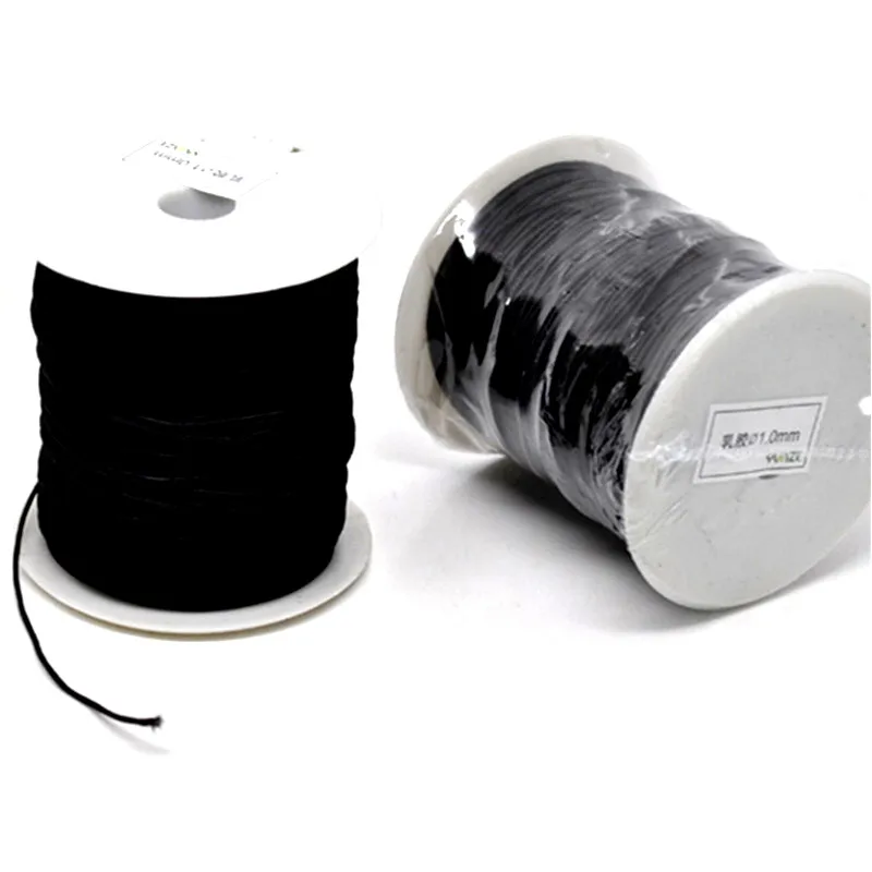 

Rope Cord Latex Elastic Cotton Thread Black For Charm Bracelets Jewelry DIY Findings 1mm 3Rolls (3x100M)