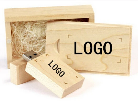 Usb флеш накопитель деревянный с деревянной коробкой логотип сделай сам|wooden usb|pen