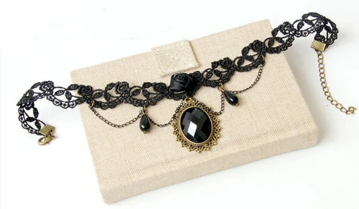 1 шт. готический стиль татуировка кисточка кружевное ожерелье подвеска цепочка