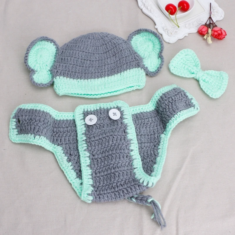 

Newborn Lovely Elephant Costume Handmade Knitting Studio Photography Props