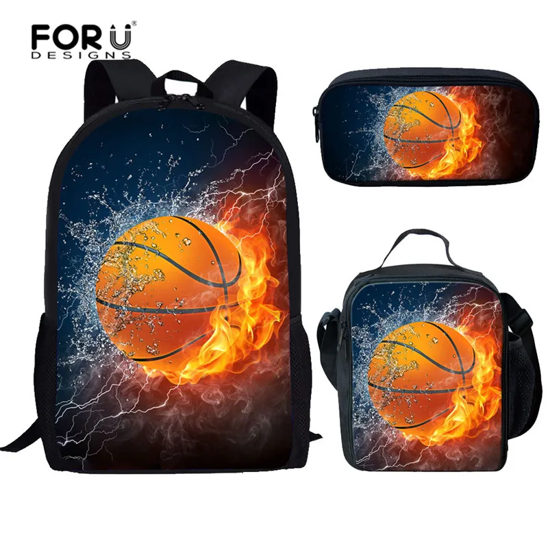 

FORUDESIGNS Basketball Backpack 3PCS/SET School Bags Set for Teenage Boys Girls School Backpack Children Kid Bagpack Mochila