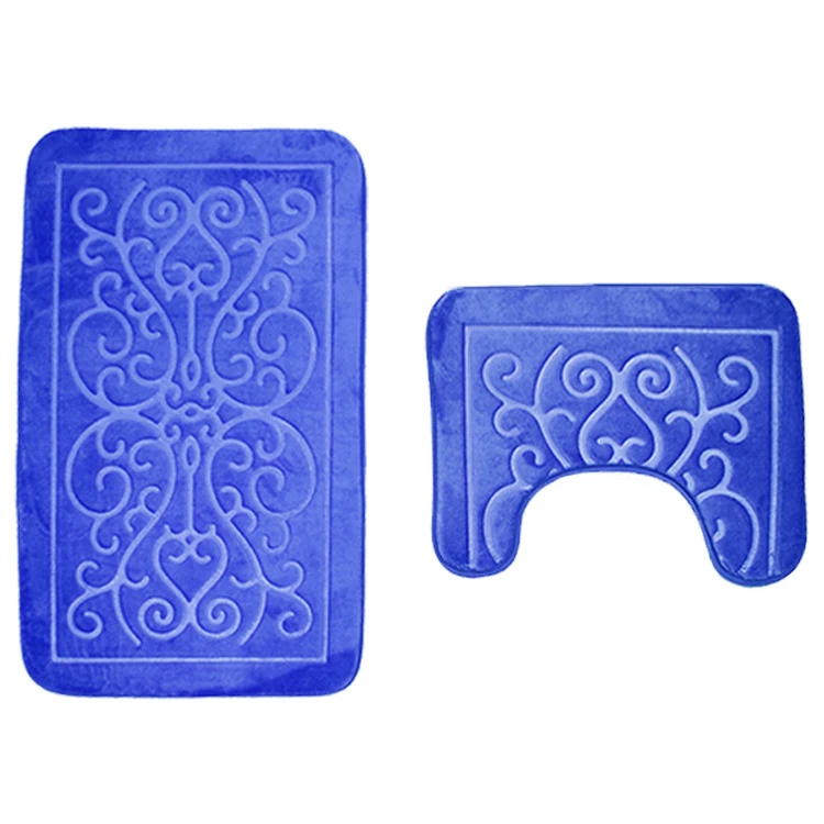 Zeegle 3D Embossing 2Pcs Bath Mat Set Flannel Toilet Rug Sets Anti-slip Bathroom Floor Rugs U-shape Carpets | Дом и сад